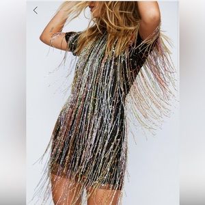 Nasty Gal fringe sequins dress, never worn new with tags size 6